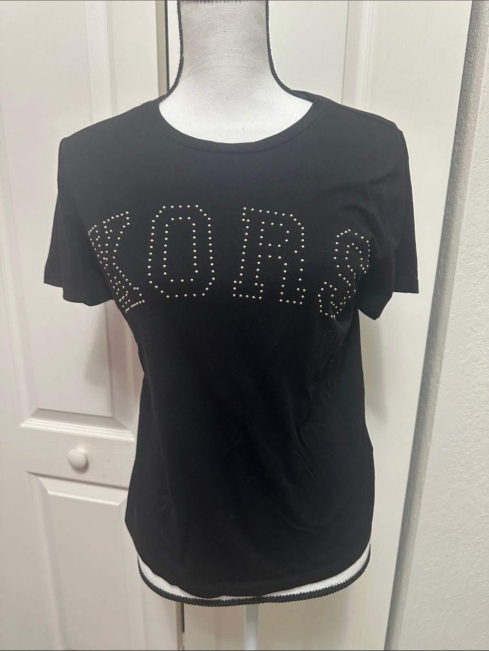 Michael Kors Black Short Sleeve Tee with Studded Logo S/P